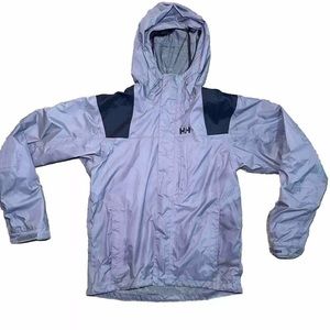 Men's Helly Hansen Waterproof Lightweight Packable Rain Jacket Medium Gray Black